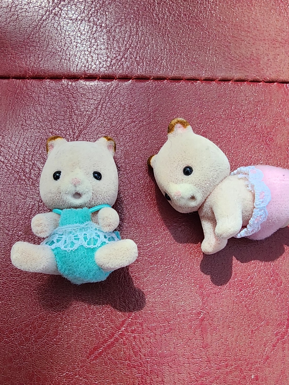 Calico Critter Small Pets Set with Teal and Pink Outfits